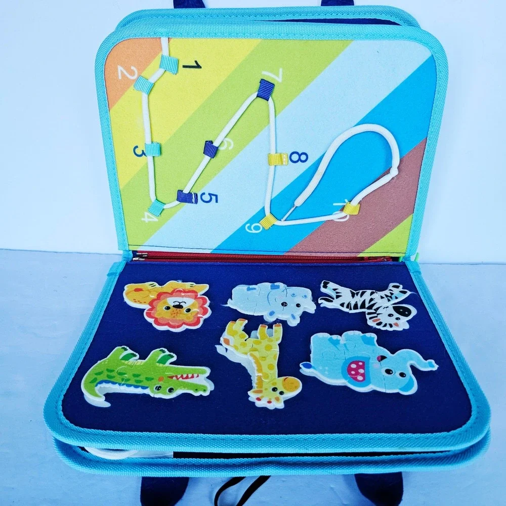 Toddler Esjay Busy Board Sensory Montessori Learning Toy Dinosaur Travel Bag